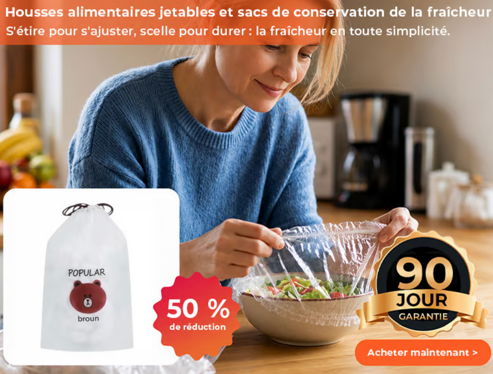 Housses alimentaires élastiques, 50 % de réduction, garantie 90 jours
