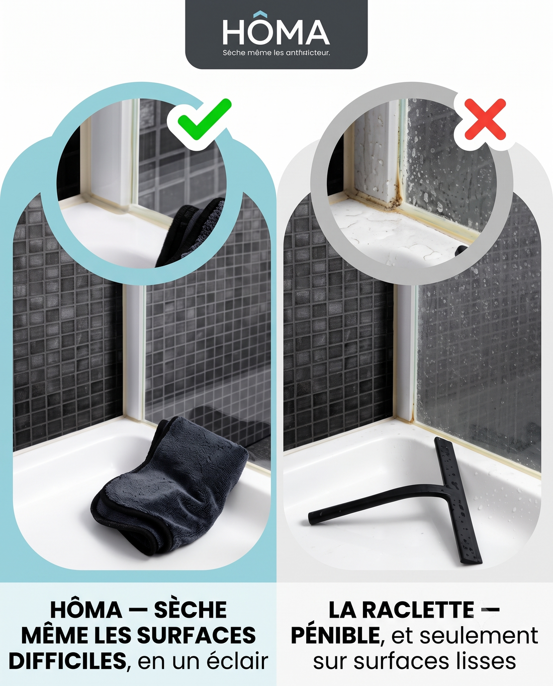 Infographie comparatif : HÔMA ✓ vs raclette ✗