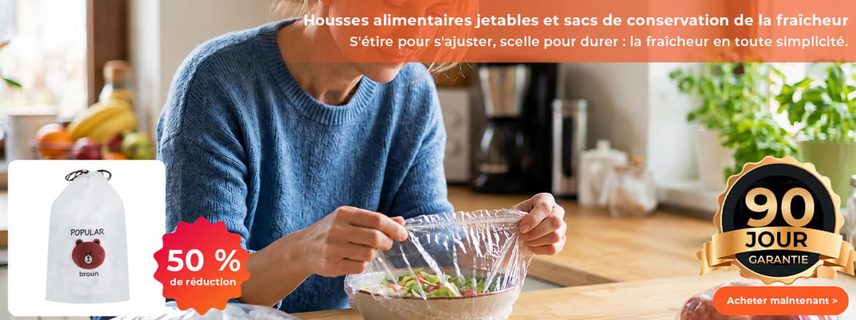 Housses alimentaires élastiques, 50 % de réduction, garantie 90 jours